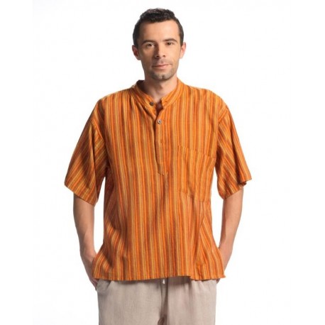 Camisas de rayas hippies manga corta para hombre talla XL