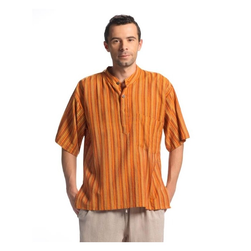 cinta Consciente de Racionalización Camisa hombre hippie de rayas, hechas en Nepal-Comprar✓