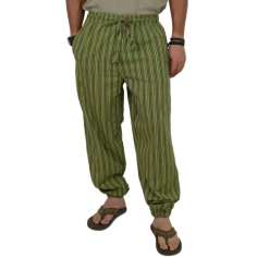 Pantalón de Rayas hippie para hombre verano Verde