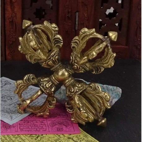 Doble dorje Tibetano de bronce  13,5 cm x 13,5 cm