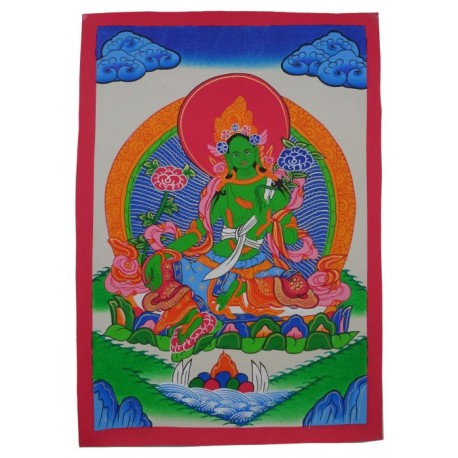 Pintura Tangkha Tara Verde