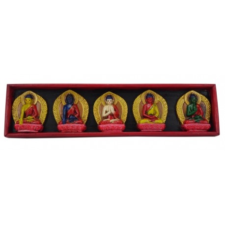 Retablo con los cinco Budas Pancha Buddhas" o "Pancha Tathagatas"