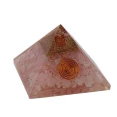 Piramide orgonita con cuarzo rosa 7 x 7 cm