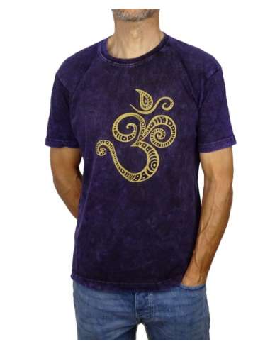 Camiseta Mantra OM violeta lavado-Unisex-