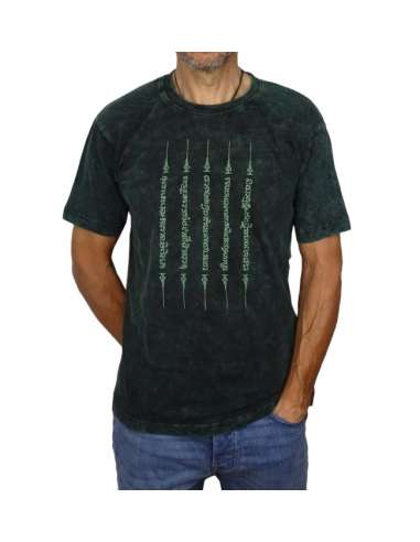 Camiseta Sak Yant-manga corta verde lavado