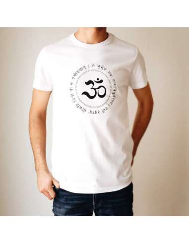 Camiseta blanca yoga Gayatri Mantra~Unisex~