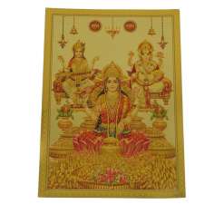 Lámina Dorada  Ganesha, Lakshmi, Saraswati