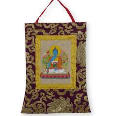 Thangka Budista pintado con Buda de la medicina