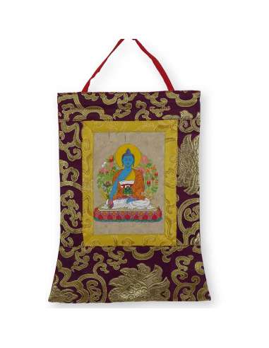 Thangka Budista pintado con Buda de la medicina