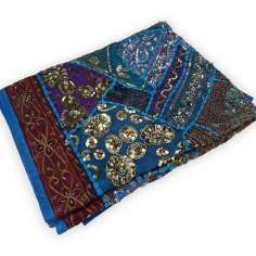 Precioso tapiz de patchwork hecho con saris reciclados