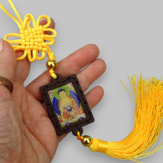 Amuleto Protector Budista con Buda Shakyamuni y Kalachakra