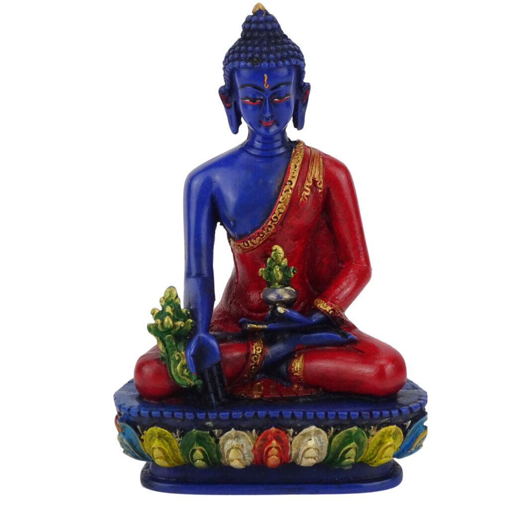 Figura Buda de la Medicina pintada a mano por artesanos de Nepal